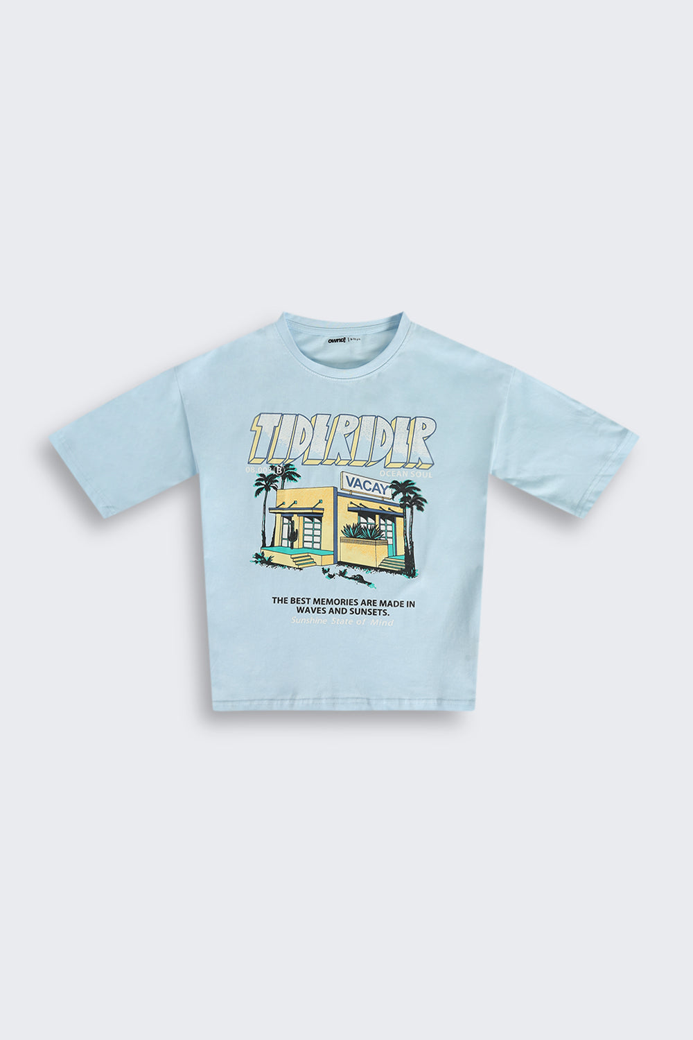 Blue Cotton Regular Fit T-Shirt for Tweens Boys - Image 2