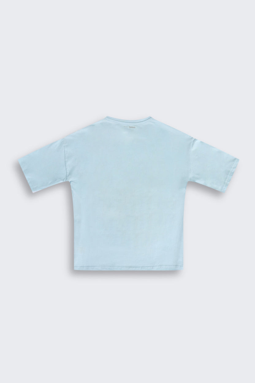 Blue Cotton Regular Fit T-Shirt for Tweens Boys - Image 3