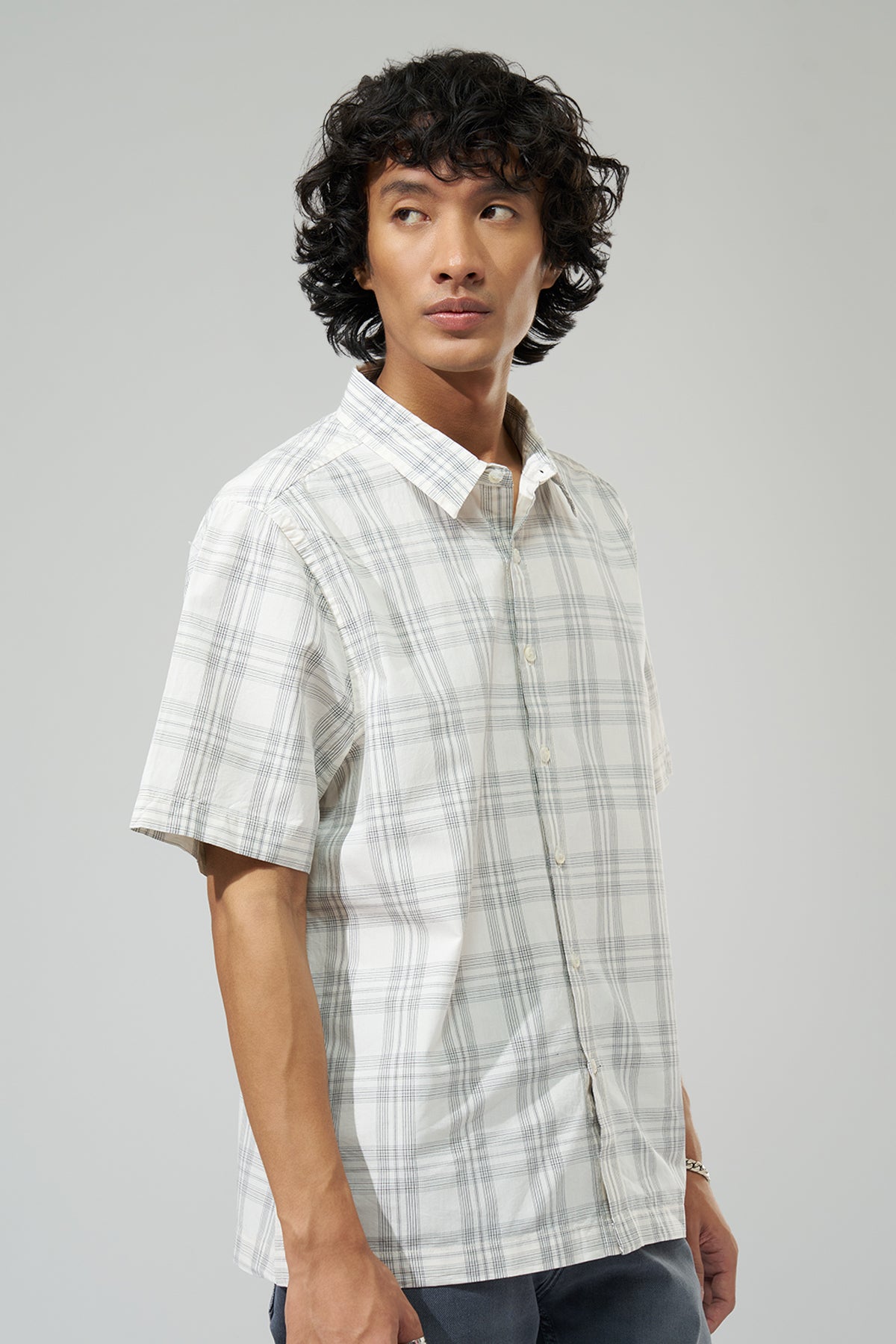Beige Checked Regular Fit Shirt for Men - Image 4