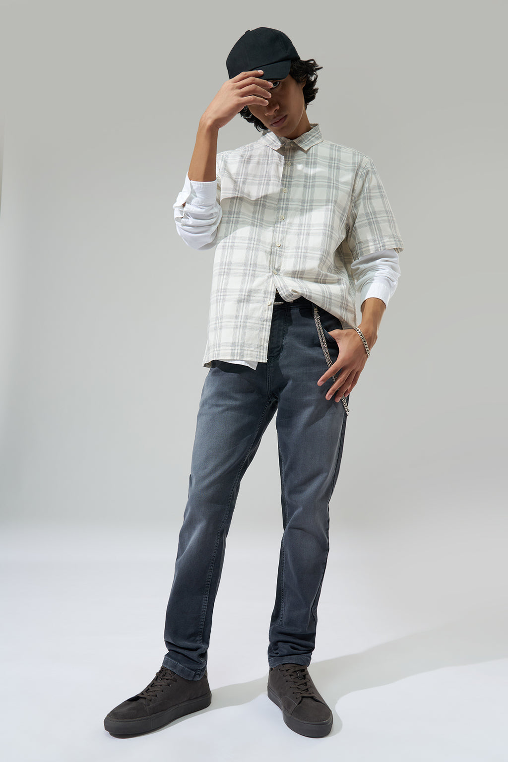 Beige Checked Regular Fit Shirt for Men - Image 6