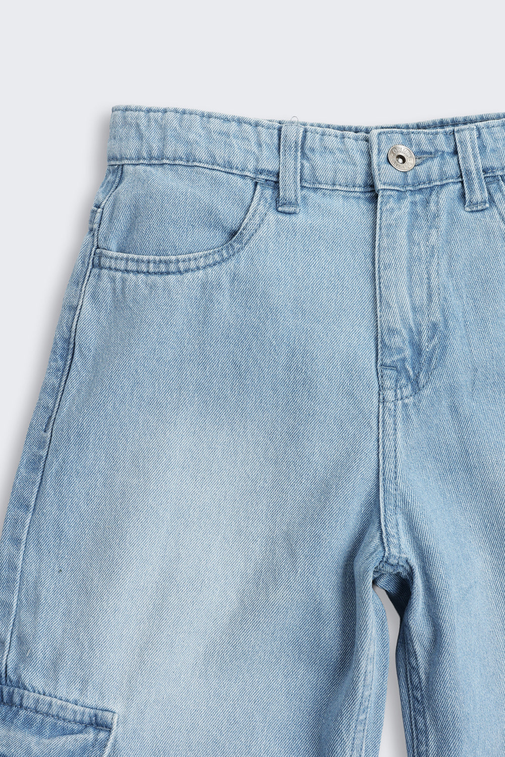 Light Blue Solid Regular Fit Denim Shorts for Tweens Boys - Image 4