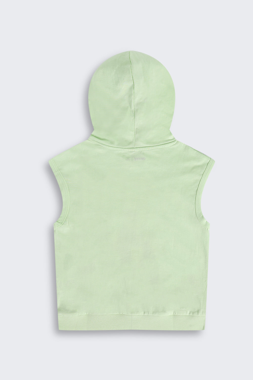Light Green Surf Graphic Sleeveless Hooded T‑Shirt for Boys - Image 3