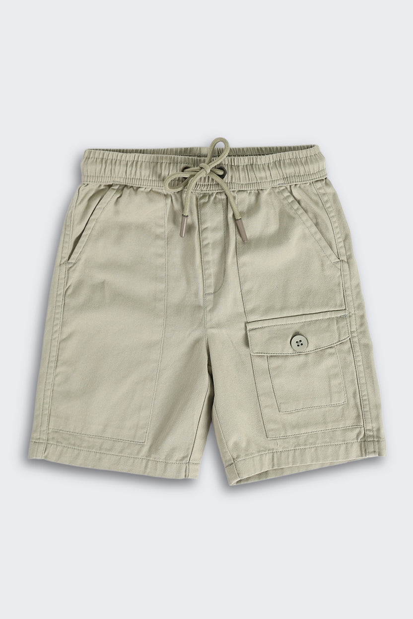 Green Regular Fit Cargo Shorts With 3 Pocket for Boys - Image 2