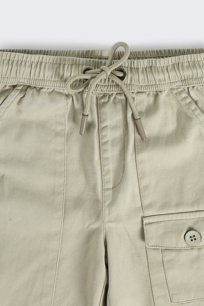 Green Regular Fit Cargo Shorts With 3 Pocket for Boys - Image 4