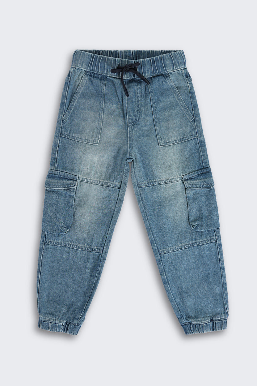 Blue Jogger Fit 6 Pocketed Jeans for Boys - Image 2