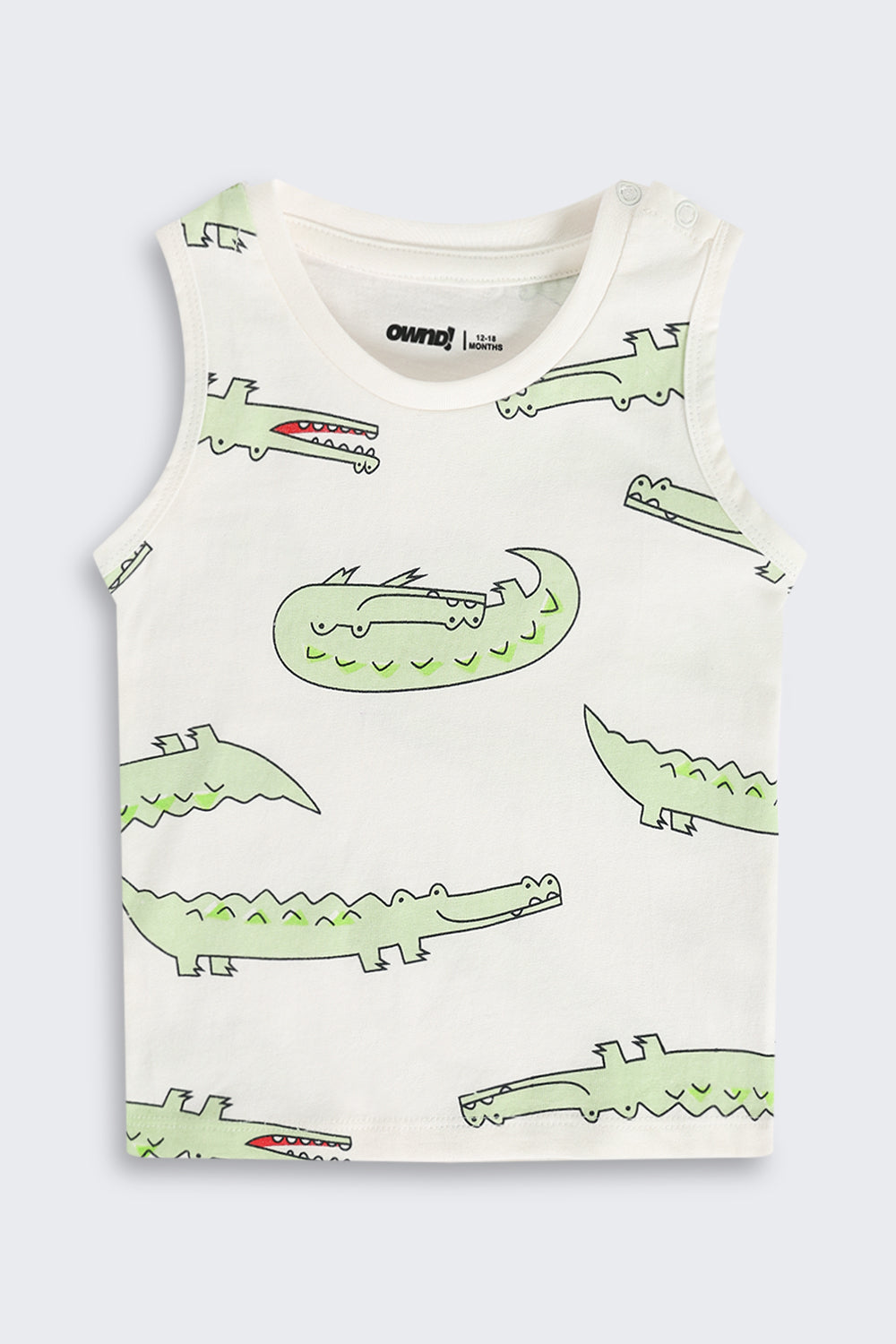 Green and White Cotton Regular Fit Pack of 2 T-Shirt for Infant Boys - Image 3