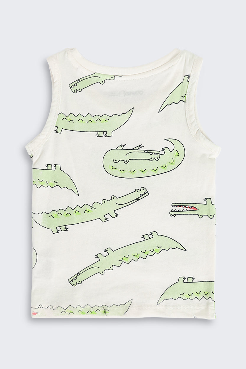Green and White Cotton Regular Fit Pack of 2 T-Shirt for Infant Boys - Image 4