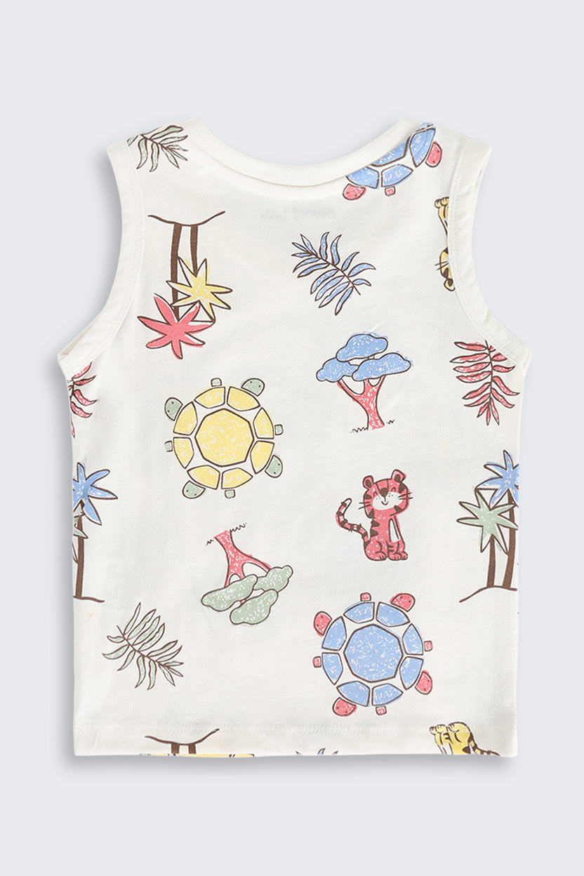 Multi Coloured Jungle Theme Cotton Pack of 2 T-Shirt for Infant Boys - Image 4