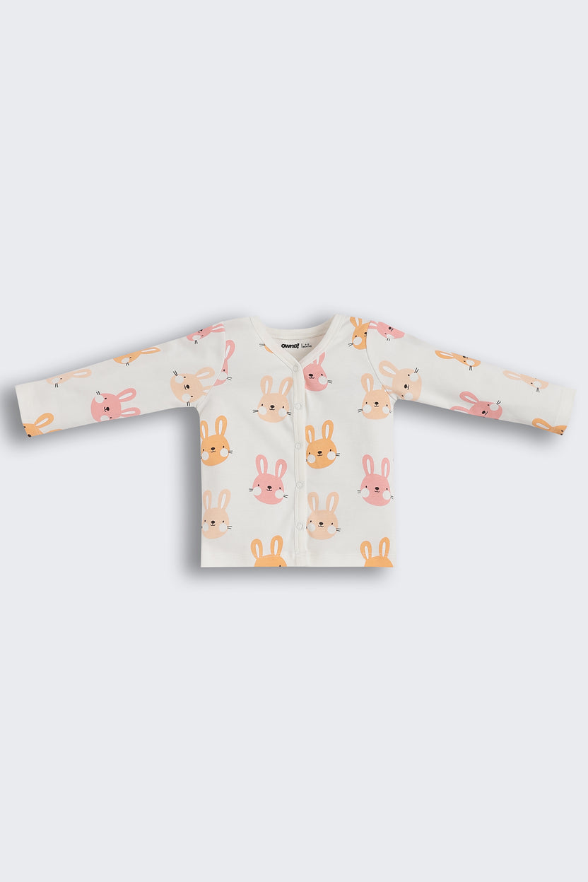 Off White Teddy All - Over Printed Regular Fit Co-ord Set for Infant Girls - Image 3