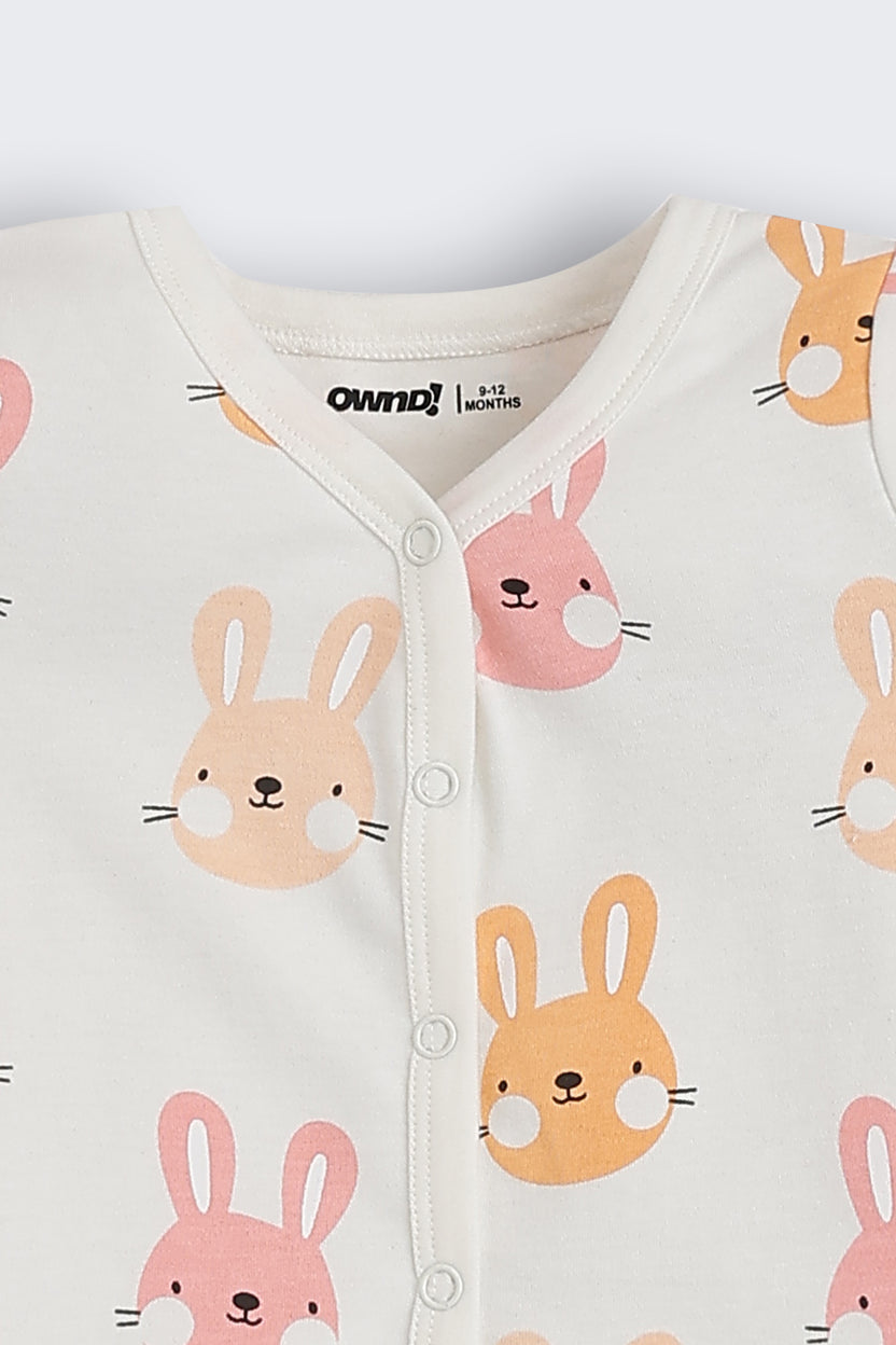 Off White Teddy All - Over Printed Regular Fit Co-ord Set for Infant Girls - Image 5