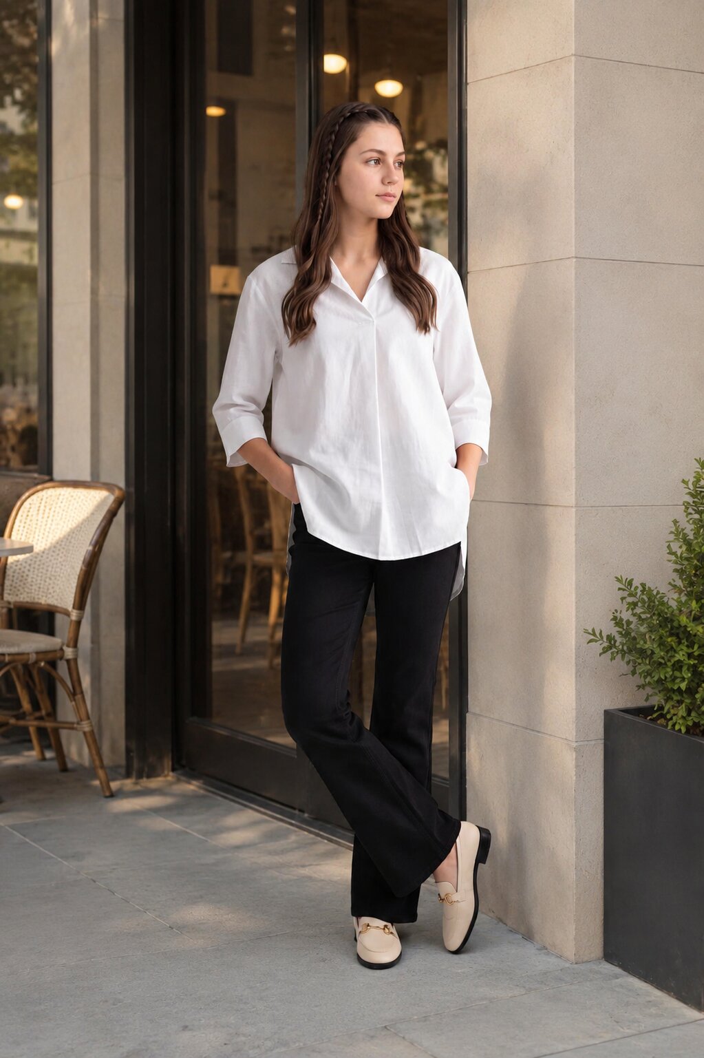 White Linen Cotton Regular Fit Tunic for Women - Image 1