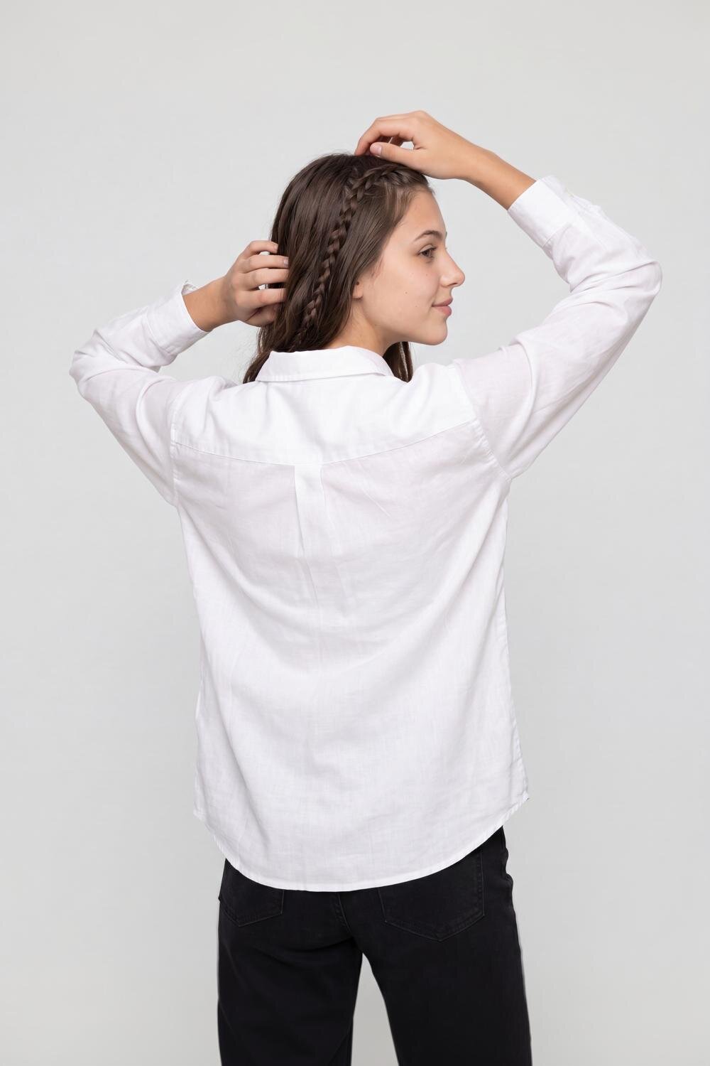 White Linen Cotton Regular Fit Tunic for Women - Image 5