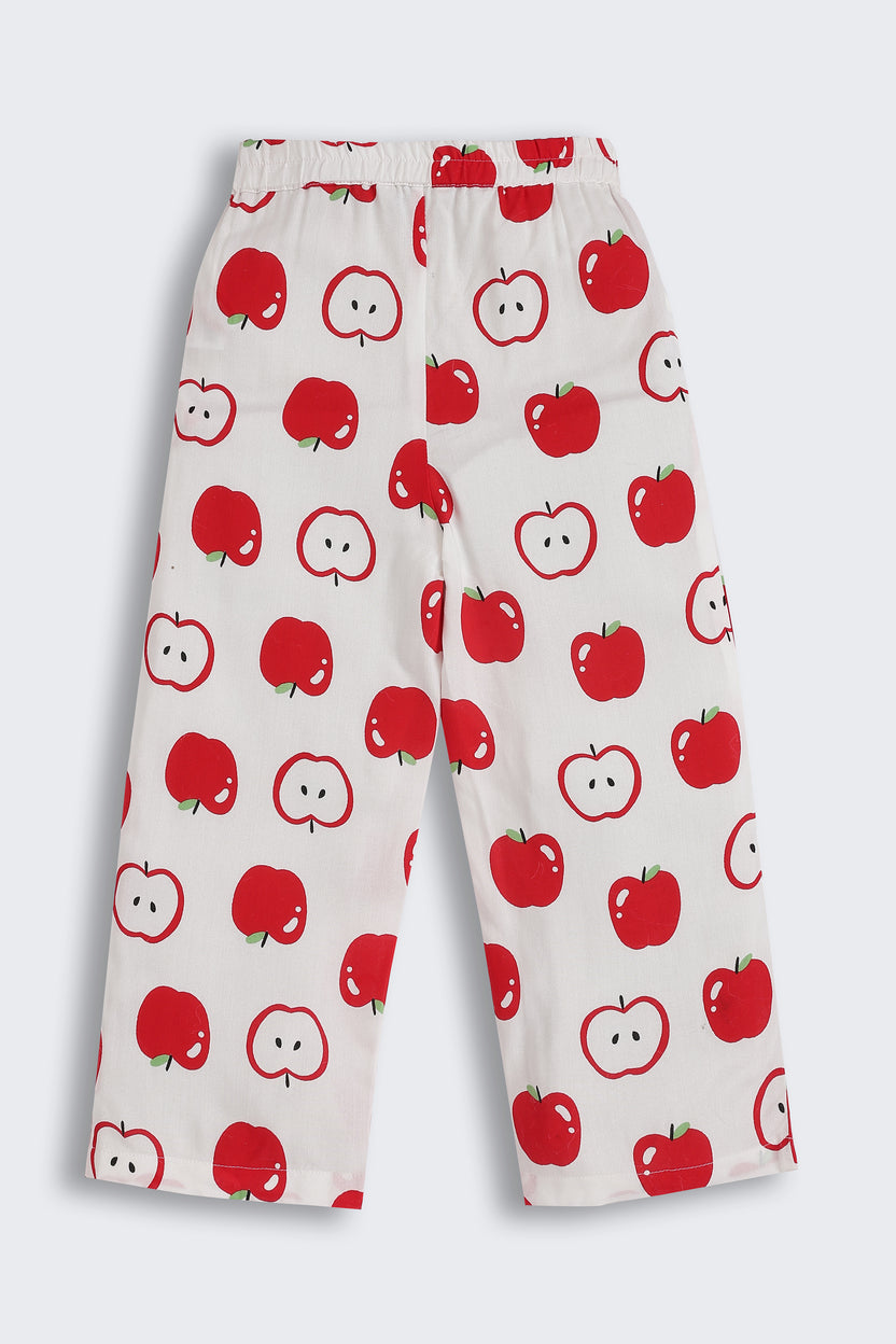 Red Apple All - Over Printed Regular Fit Co-ord Set for Girls - Image 5