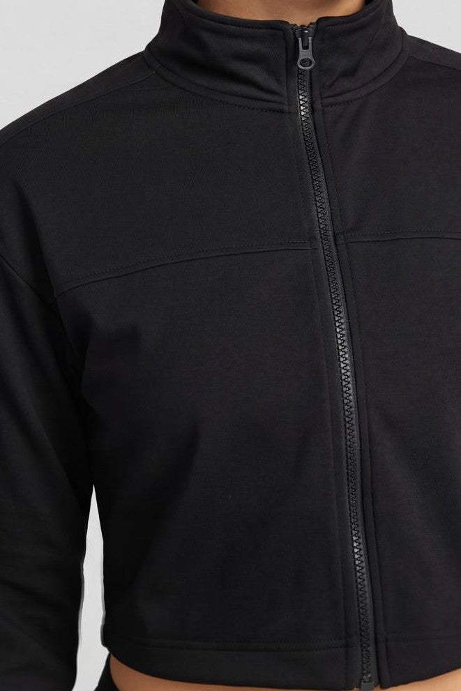 Black Solid Regular Fit Jacket for Women - Image 3