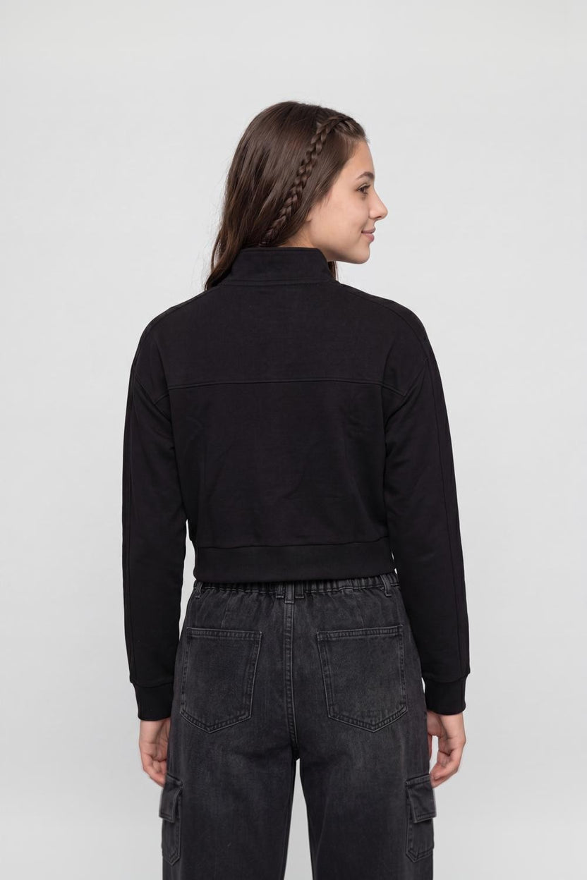 Black Solid Regular Fit Jacket for Women - Image 5
