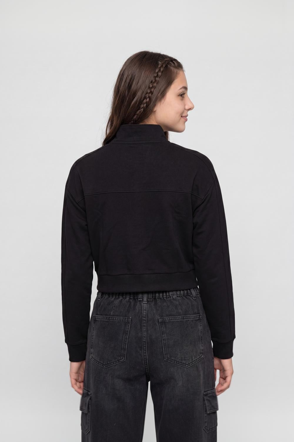 Black Solid Regular Fit Jacket for Women - Image 5
