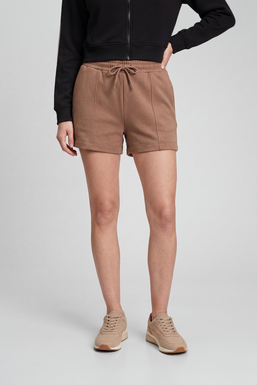Taupe Solid Regular Fit Shorts for Women - Image 2