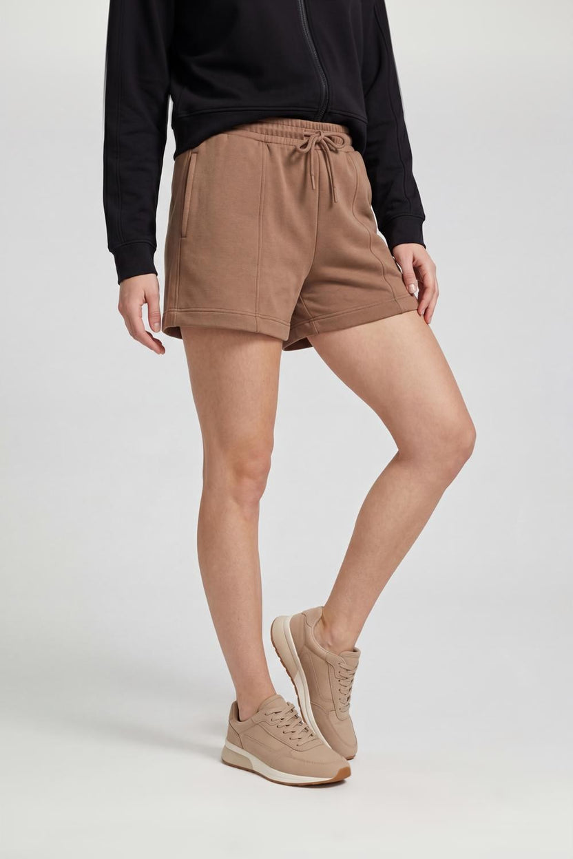 Taupe Solid Regular Fit Shorts for Women - Image 4