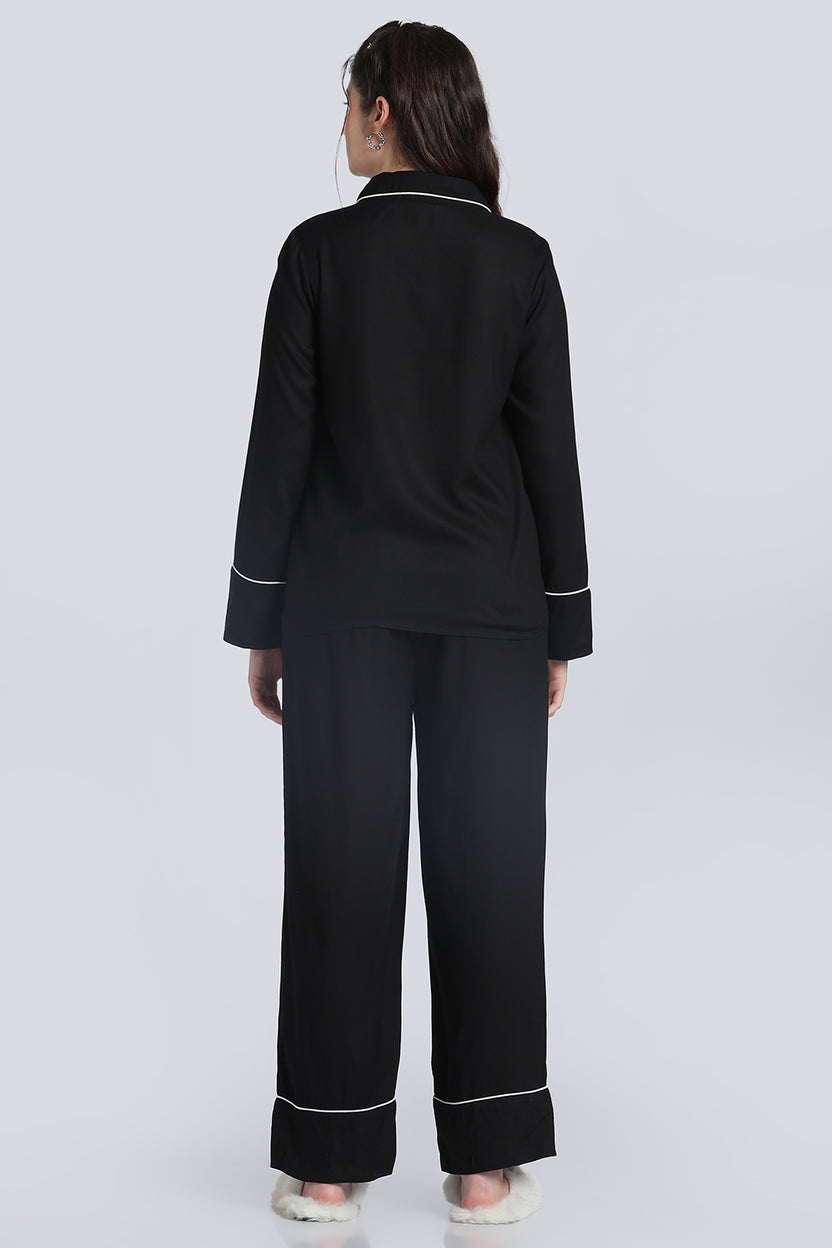 Black Essential Wear Relaxed Fit Nightwear Set for Women - Image 5