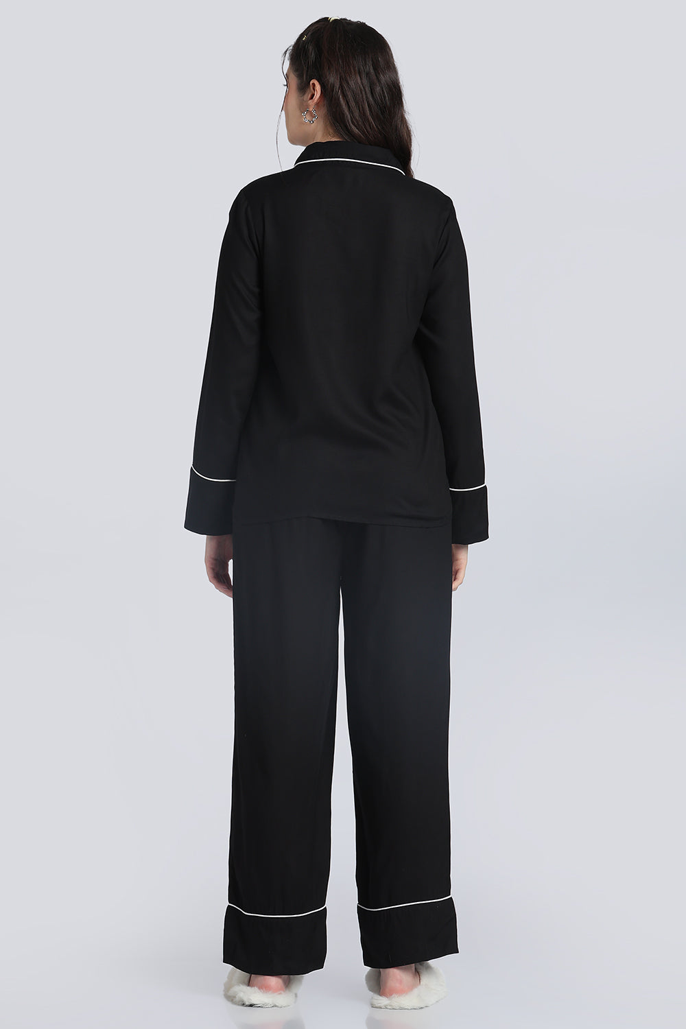 Black Essential Wear Relaxed Fit Nightwear Set for Women - Image 5