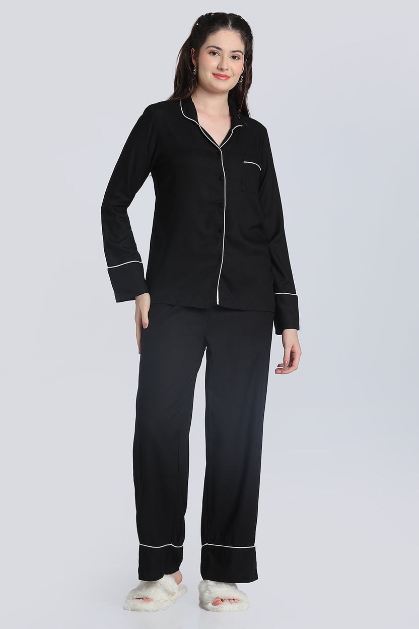 Black Essential Wear Relaxed Fit Nightwear Set for Women - Image 6