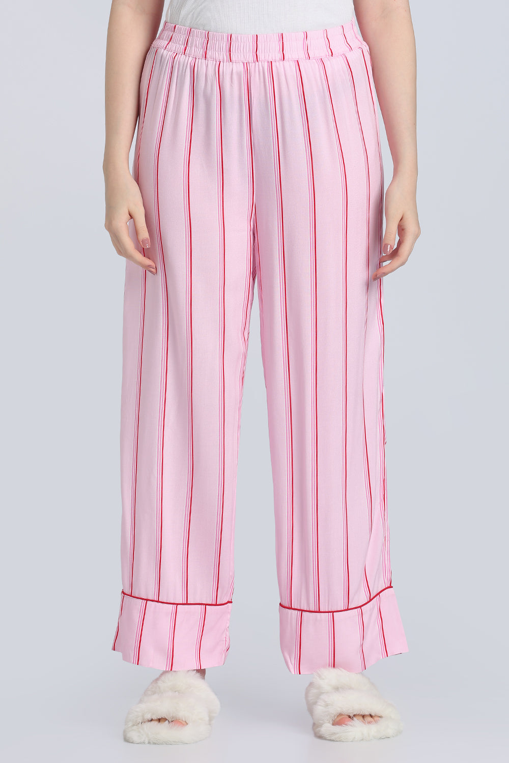 Pink Stripes Relaxed Fit Nightwear Set for Women - Image 4