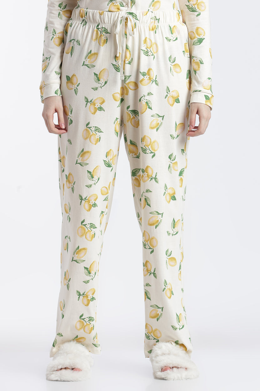Yellow Conversational Relaxed Fit Nightwear Set for Women - Image 4