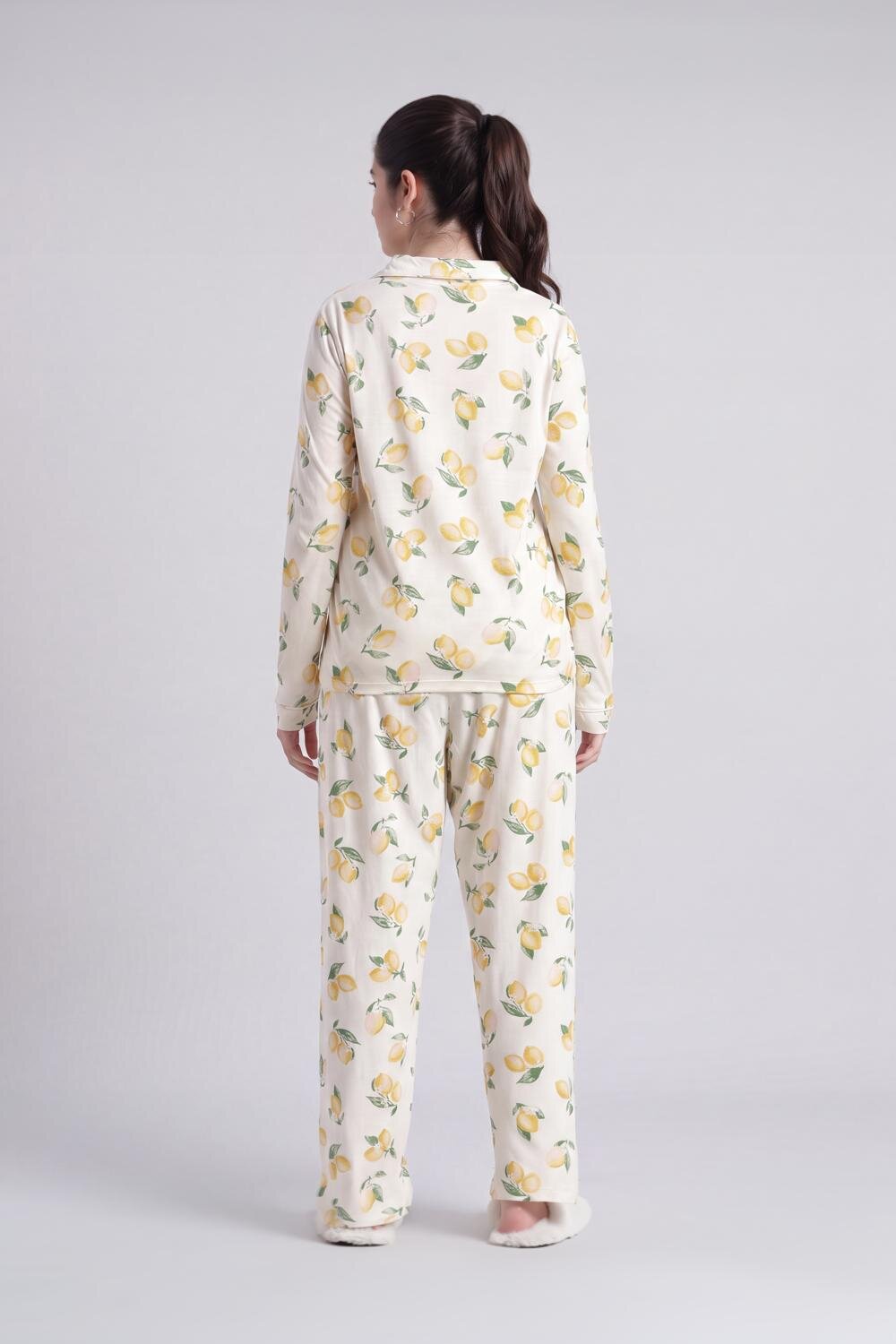 Yellow Conversational Relaxed Fit Nightwear Set for Women - Image 5