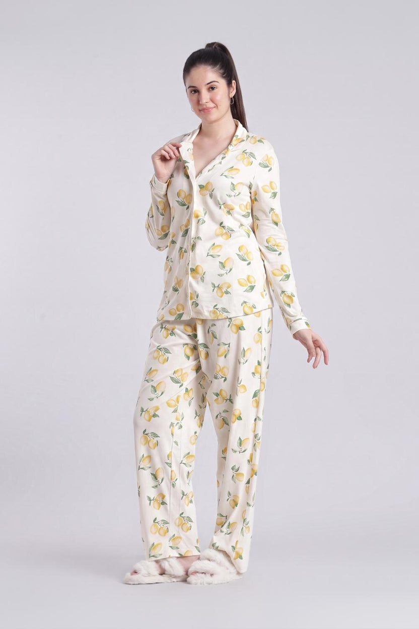 Yellow Conversational Relaxed Fit Nightwear Set for Women - Image 6