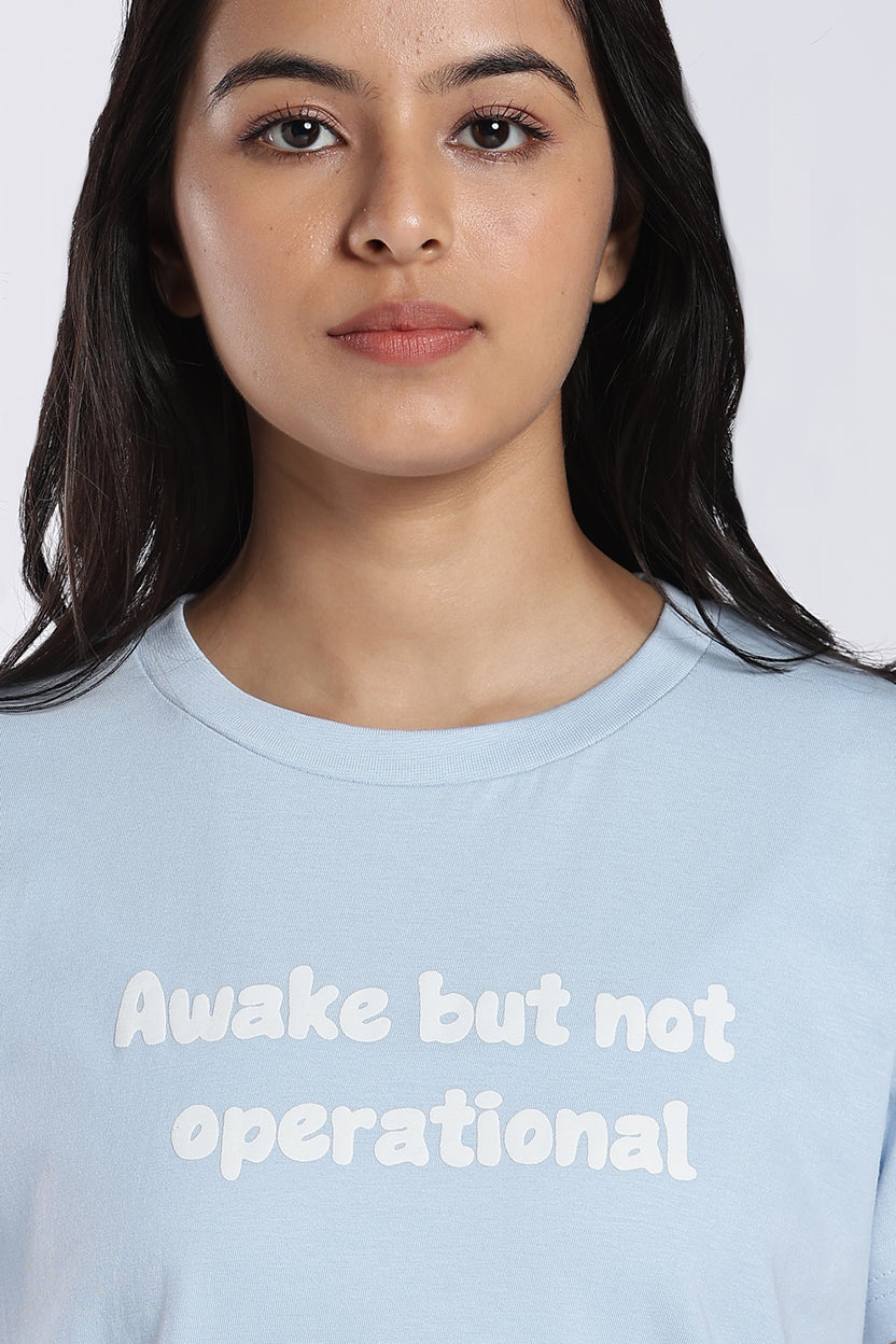 Light Blue Typographic Print Night Suit for Women - Image 7