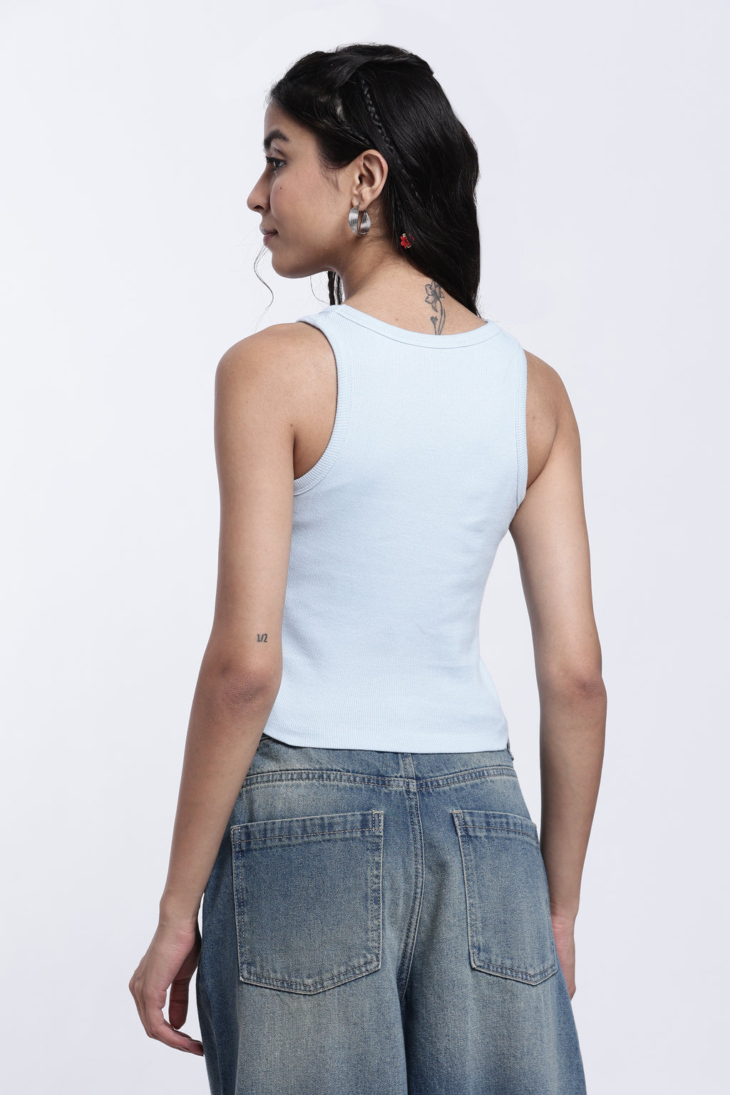 Light Blue Regular Fit Crop Top For Women - Image 5