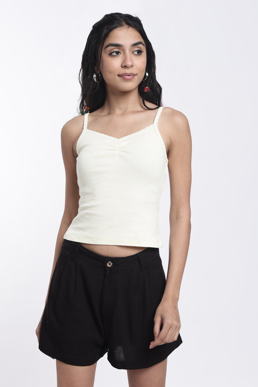 Yellow Regular Fit Sleeveless Top For Women - Image 2