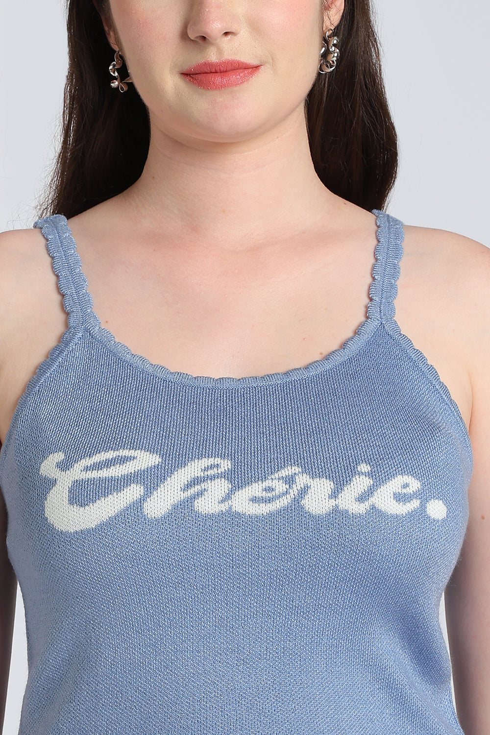 Blue Typographic Regular Fit Tank Top for Women - Image 7