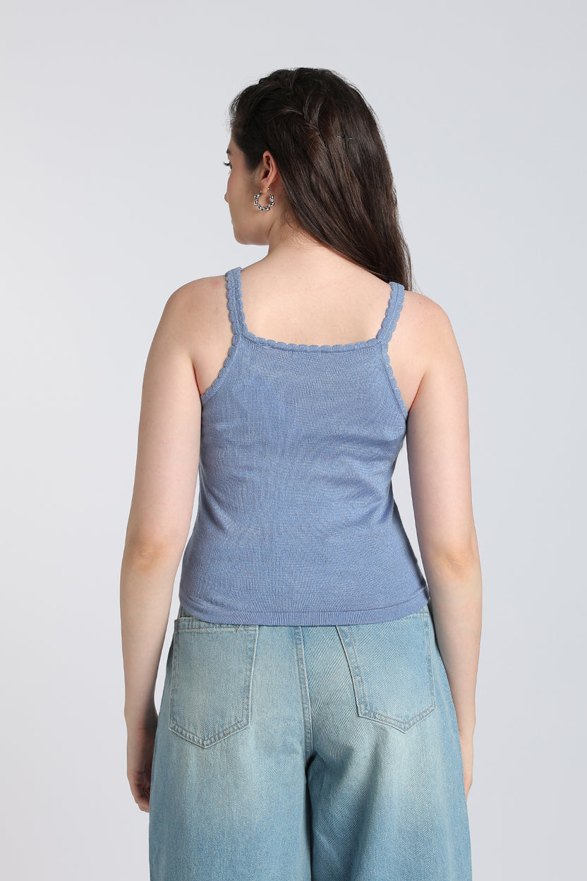 Blue Typographic Regular Fit Tank Top for Women - Image 5
