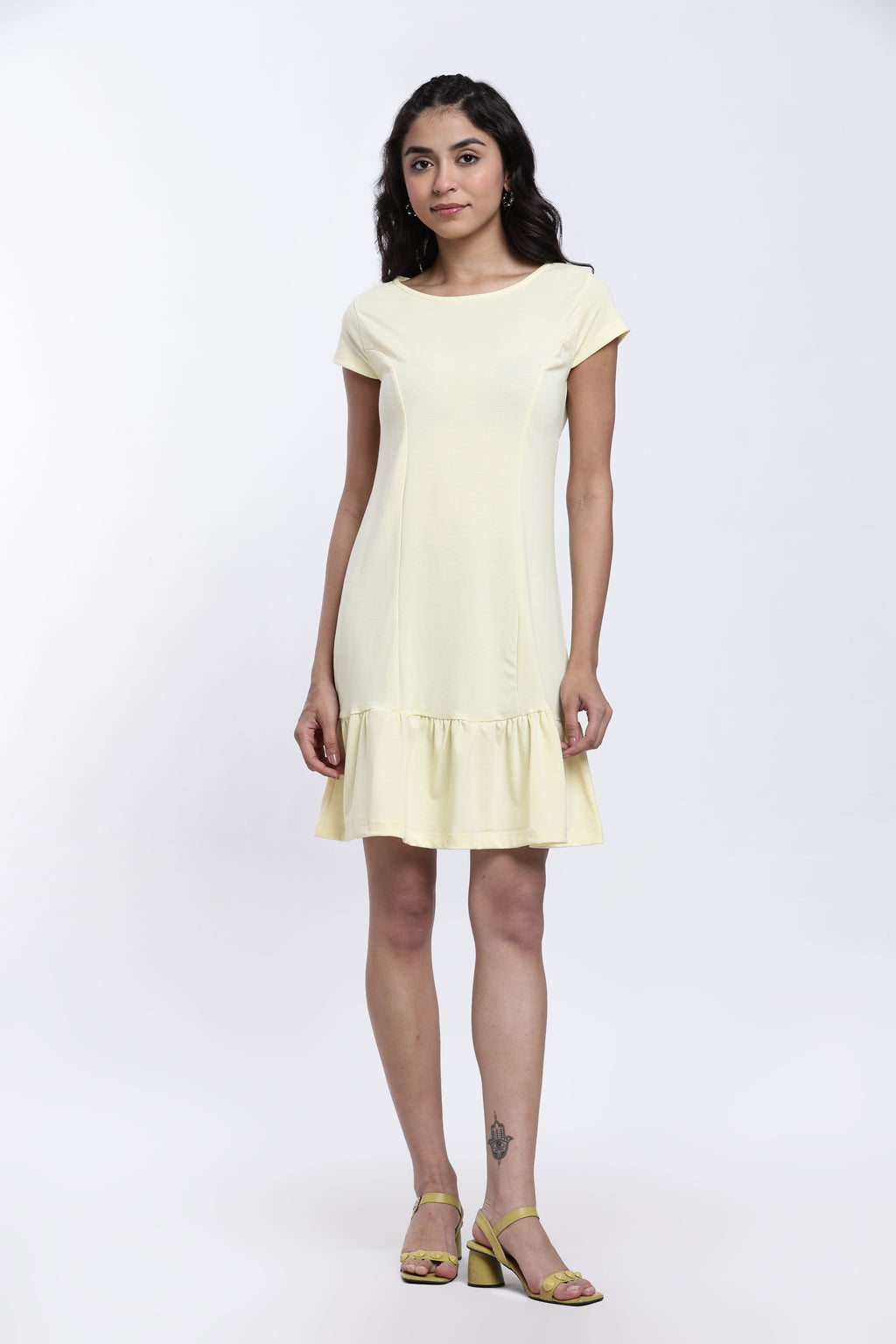Yellow Solid Regular Fit Dress for Women - Image 2