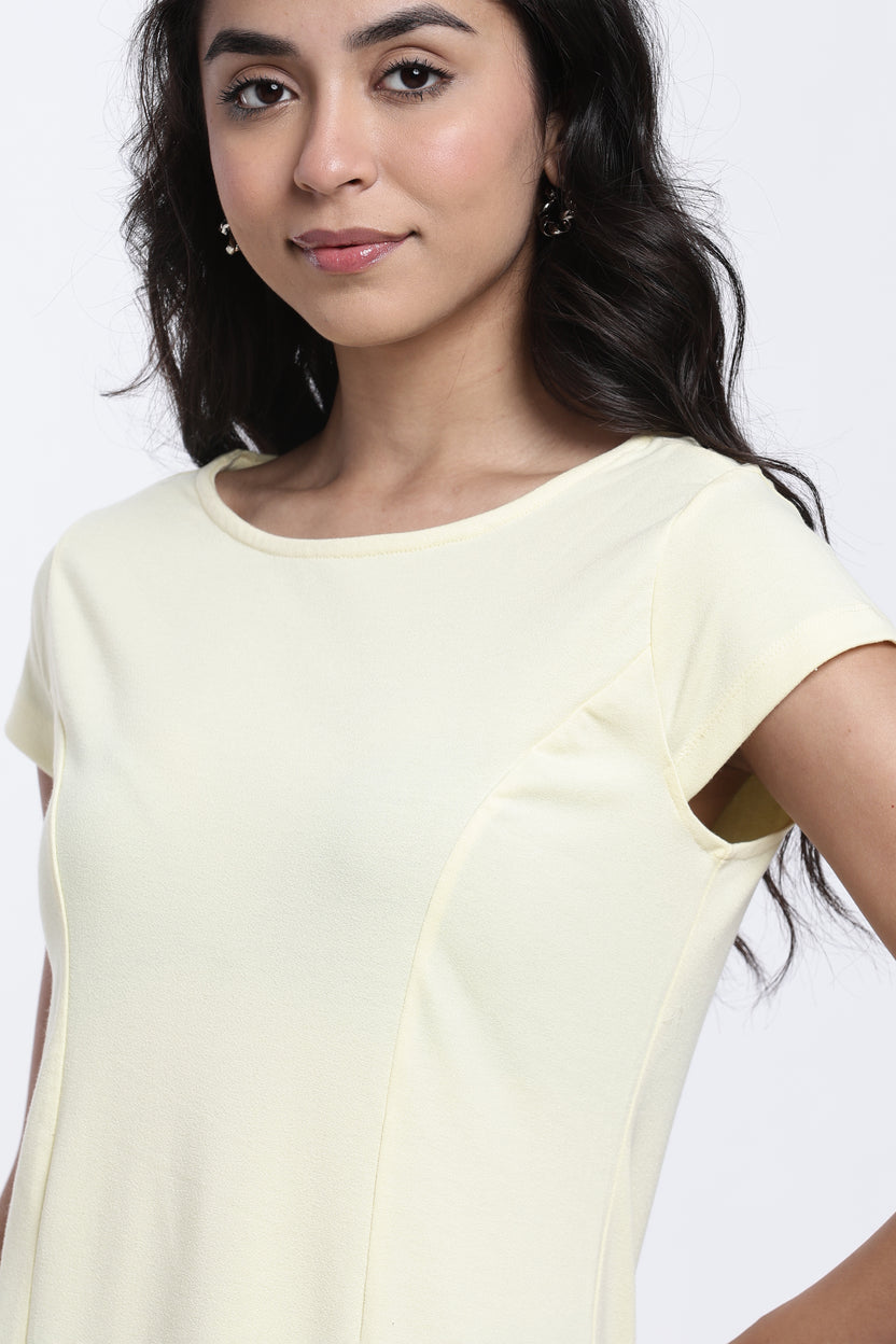 Yellow Solid Regular Fit Dress for Women - Image 7