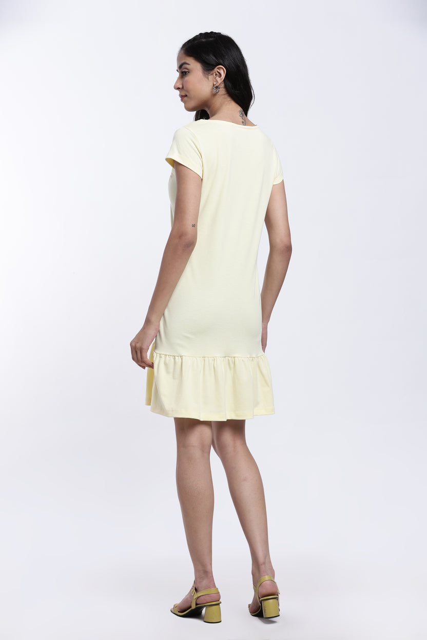 Yellow Solid Regular Fit Dress for Women - Image 5