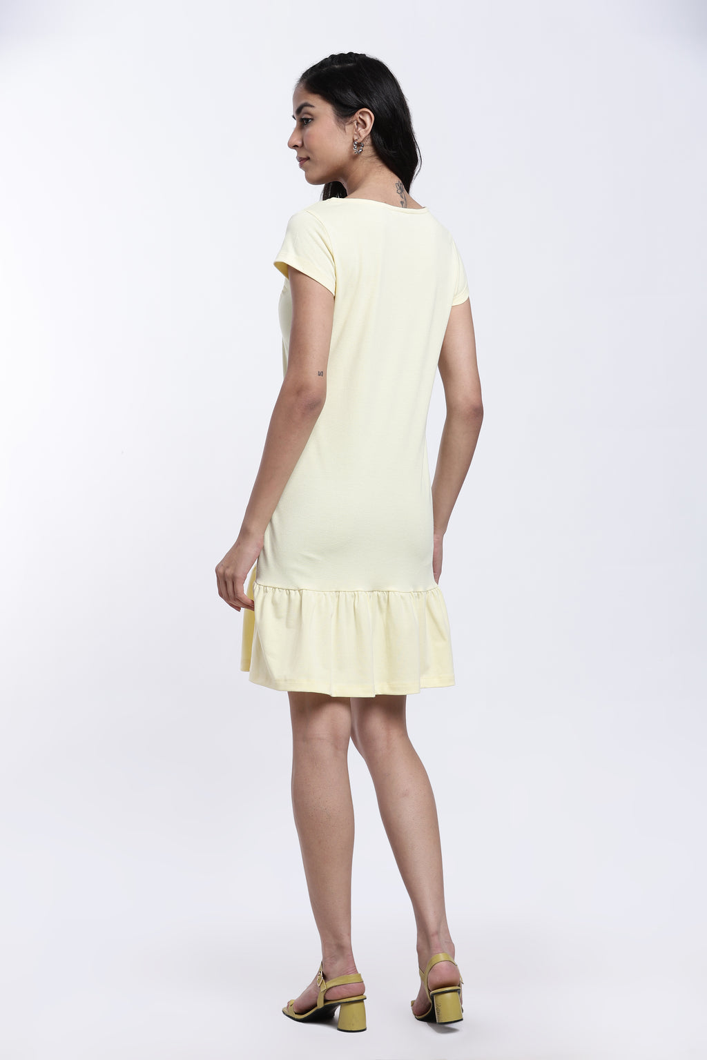 Yellow Solid Regular Fit Dress for Women - Image 5