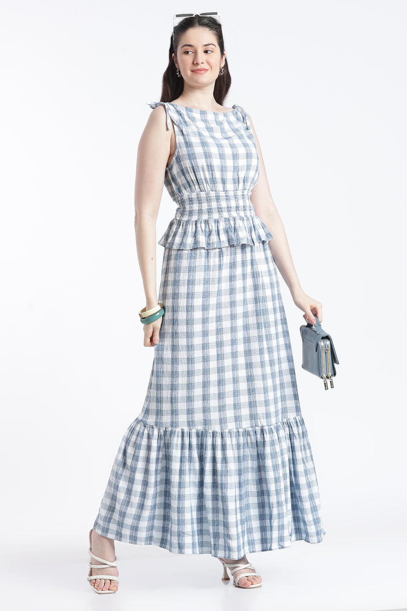 Blue Ruffle Regular Fit Co-Ord Set for Women - Image 1