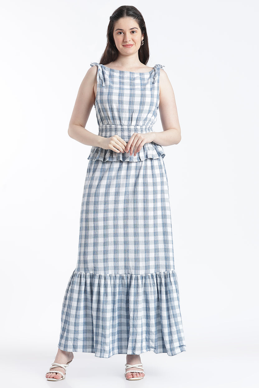 Blue Ruffle Regular Fit Co-Ord Set for Women - Image 2