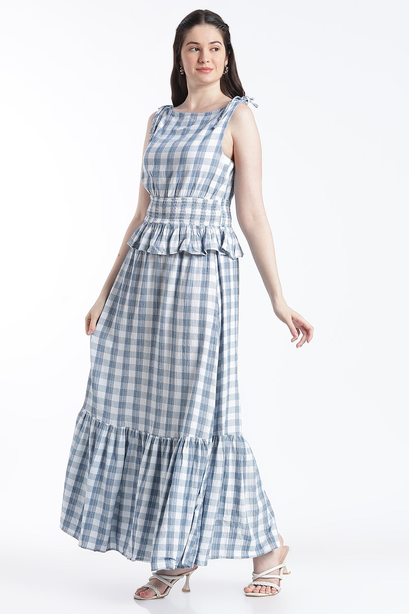 Blue Ruffle Regular Fit Co-Ord Set for Women - Image 6