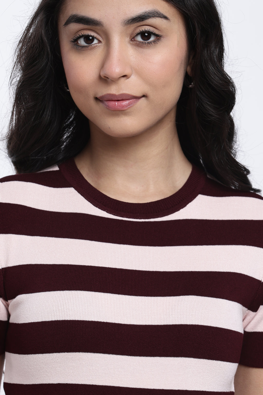 Red Striped Regular Fit Top for Women - Image 3