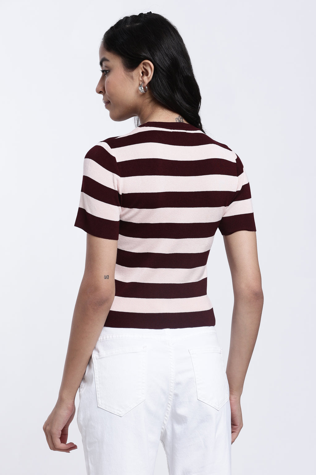 Red Striped Regular Fit Top for Women - Image 5