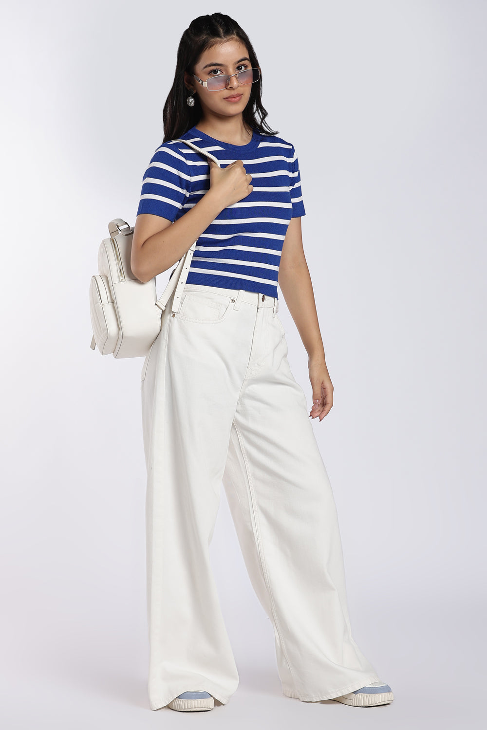 Blue Striped Regular Fit Top for Women - Image 6