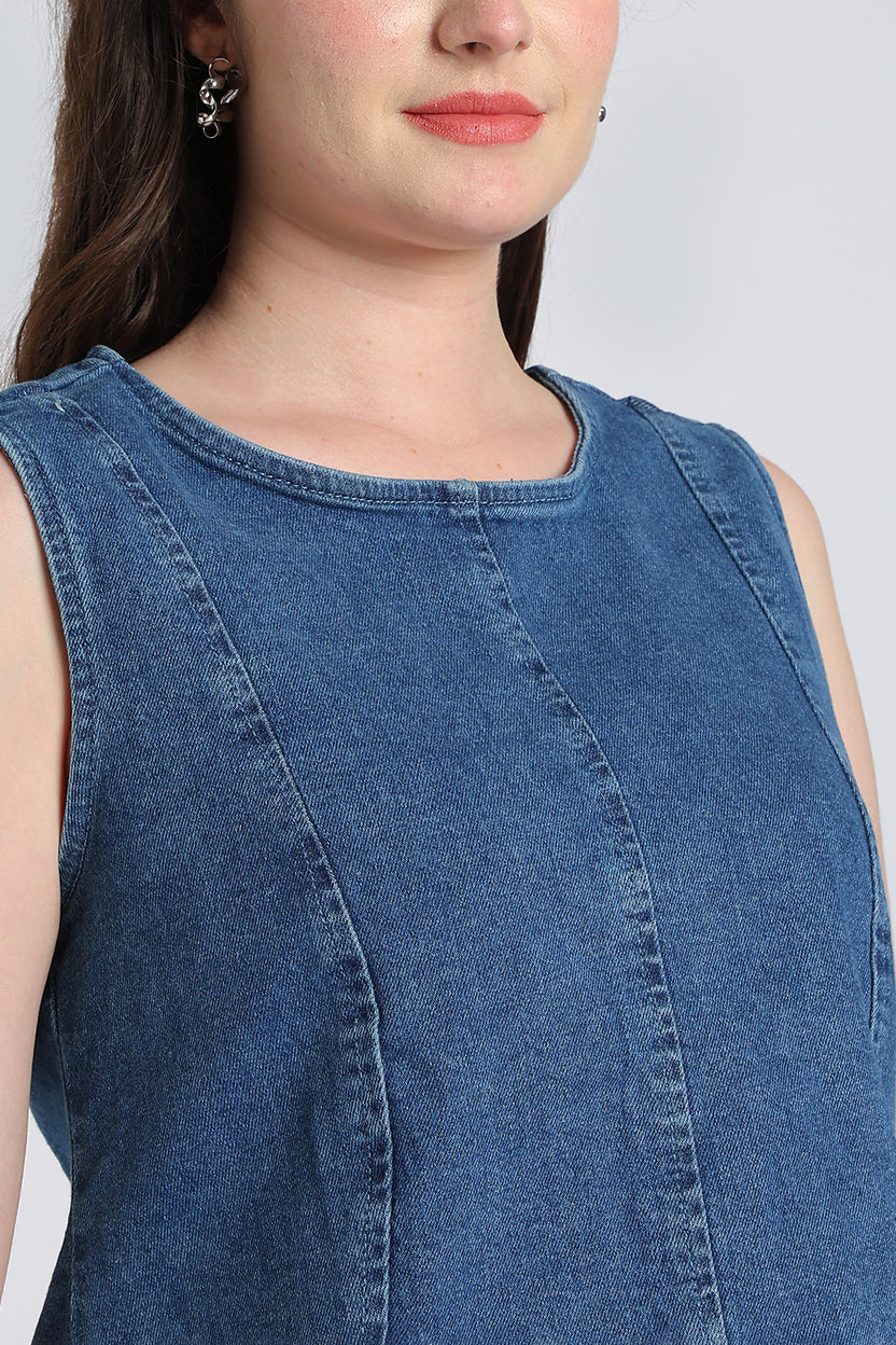 Blue Regular Fit Denim Top for Women - Image 7