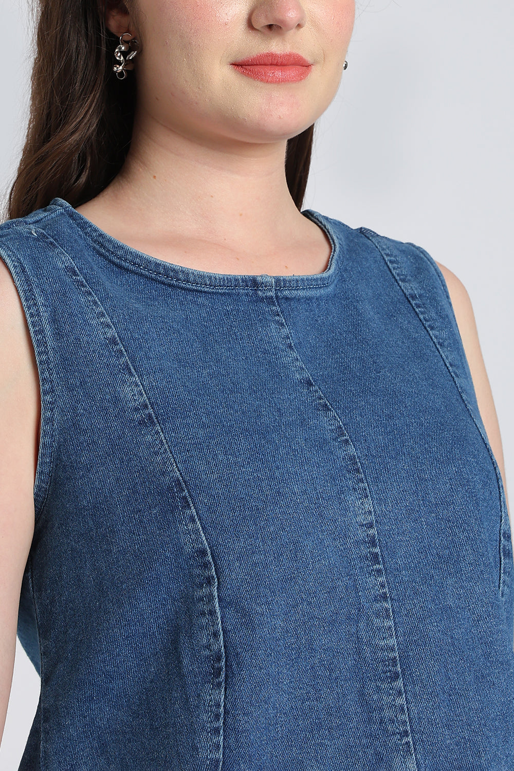 Blue Regular Fit Denim Top for Women - Image 3