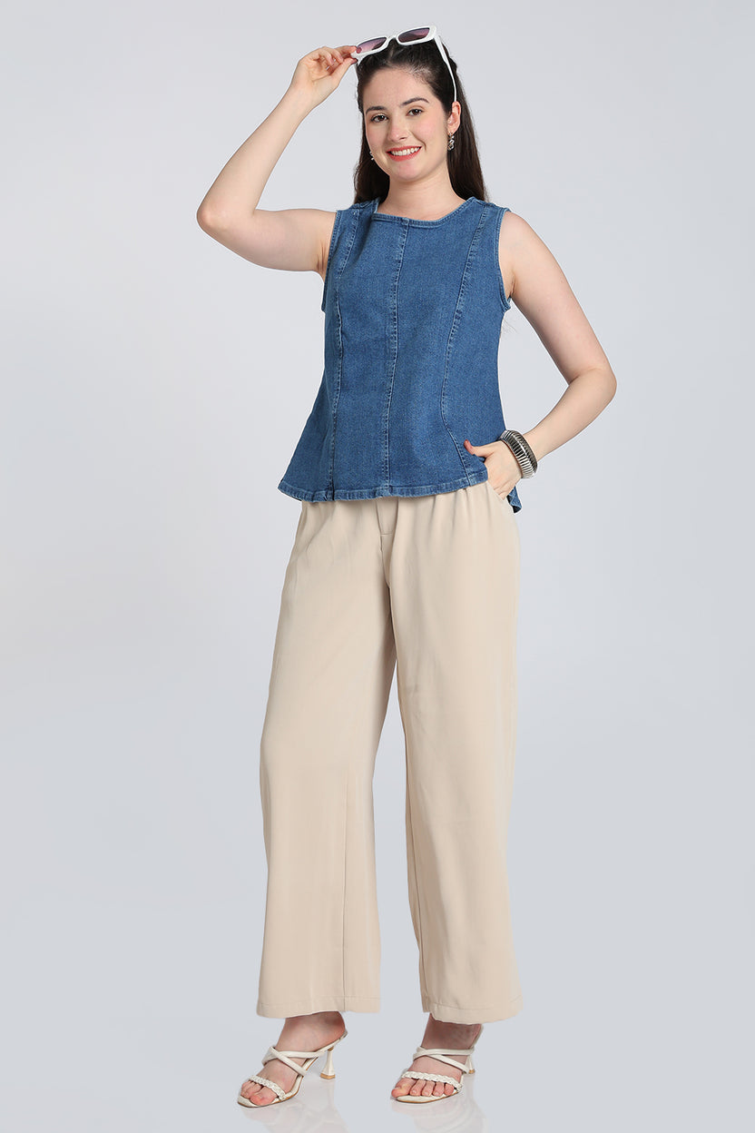 Blue Regular Fit Denim Top for Women - Image 6