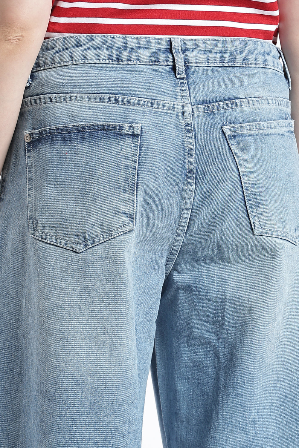 Light Blue Wide Leg Fit Jeans With 4 Pocket for Women - Image 3