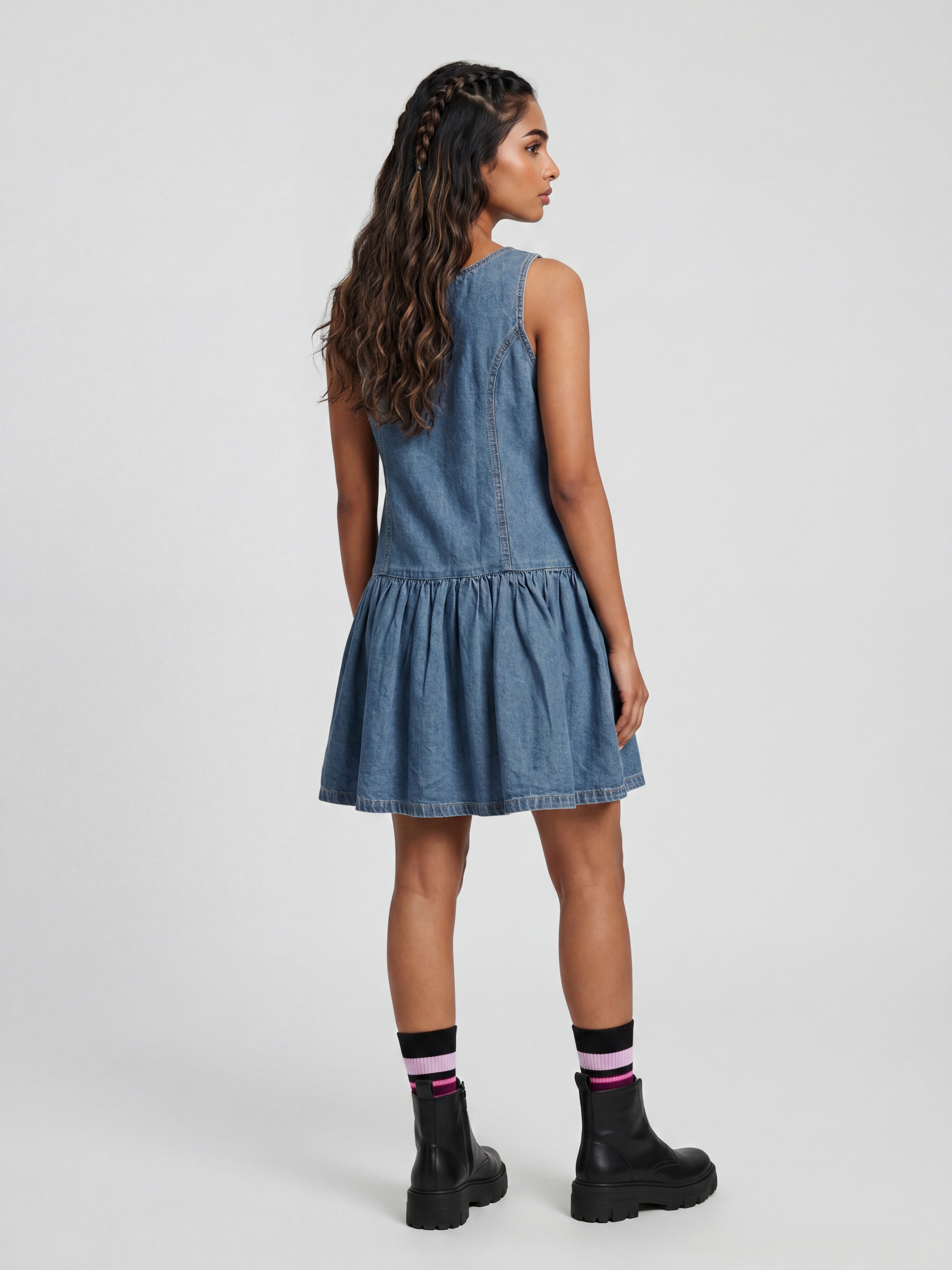 Blue Regular Fit Denim Dress for Women - Image 5