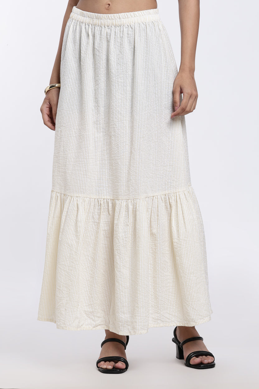 Yellow Striped Regular Fit Co-ord Set For Women - Image 5
